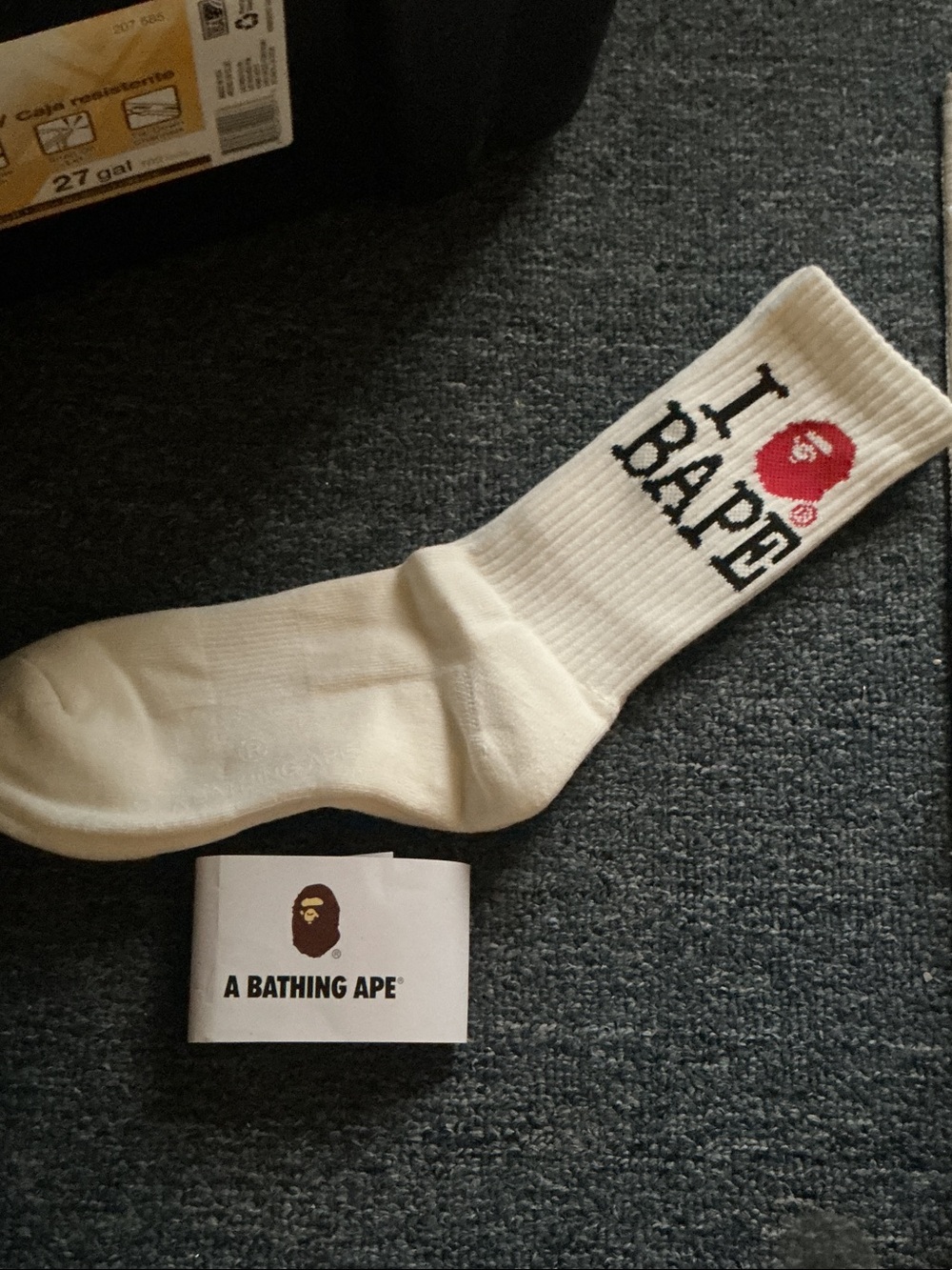 'I ❤️ BAPE' White Crew Socks